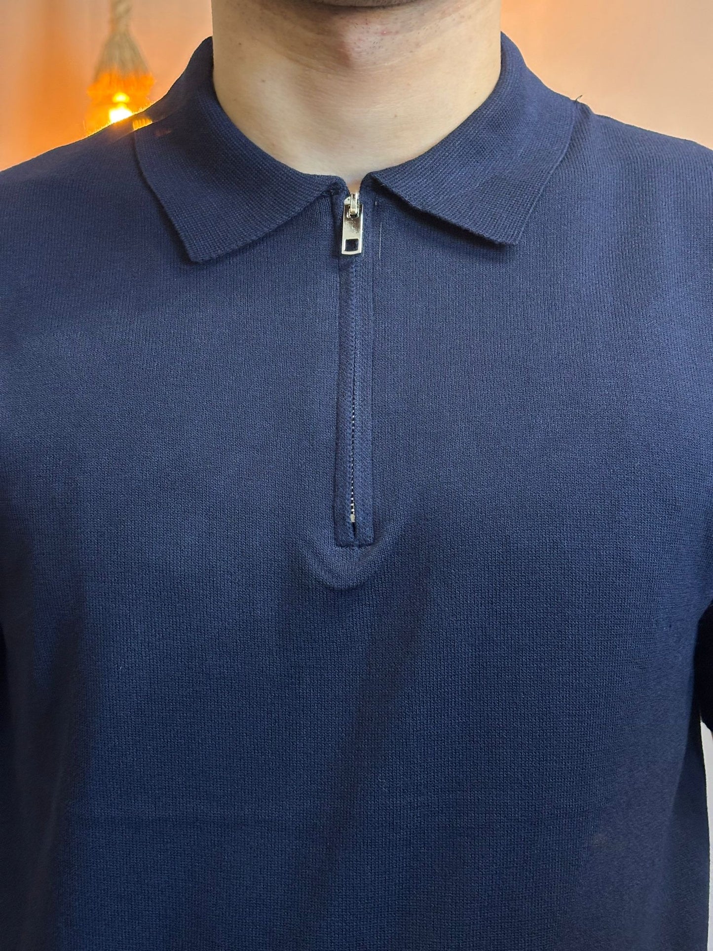 Polo zip filo blu