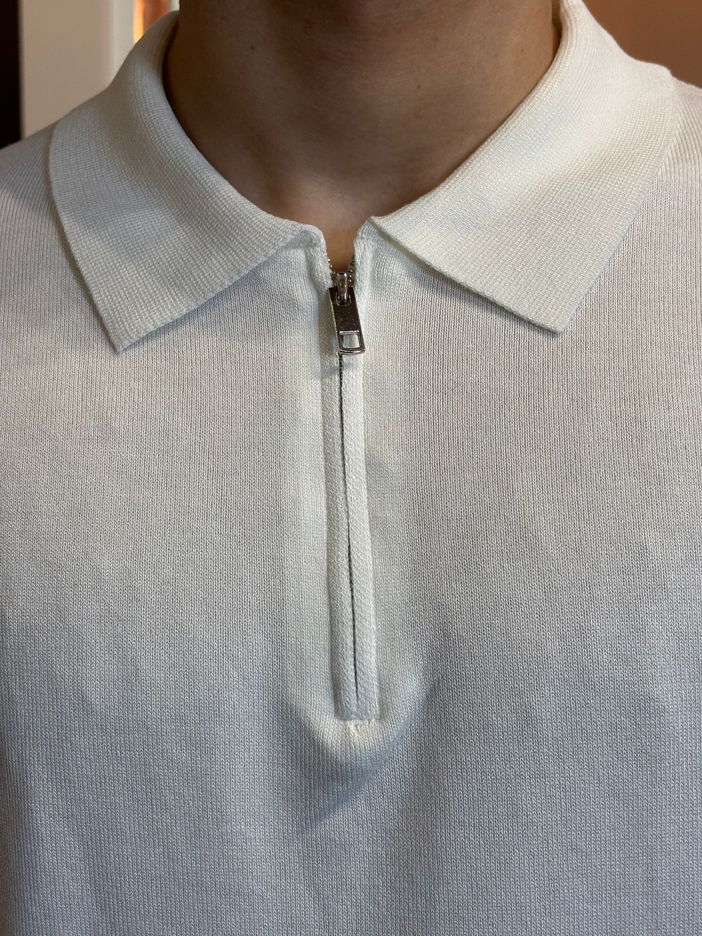 Polo Zip Filo bianca