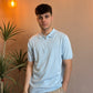Polo zip filo celeste