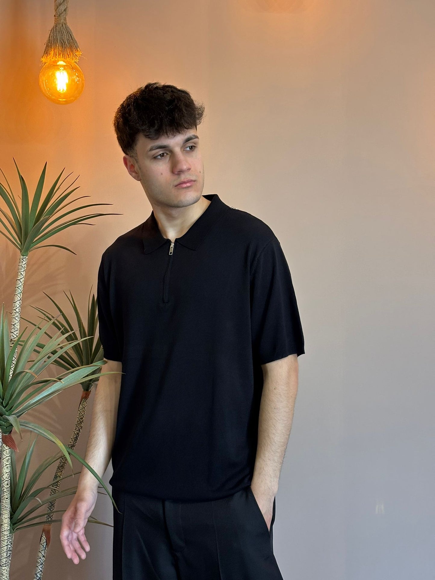 Polo zip filo nera