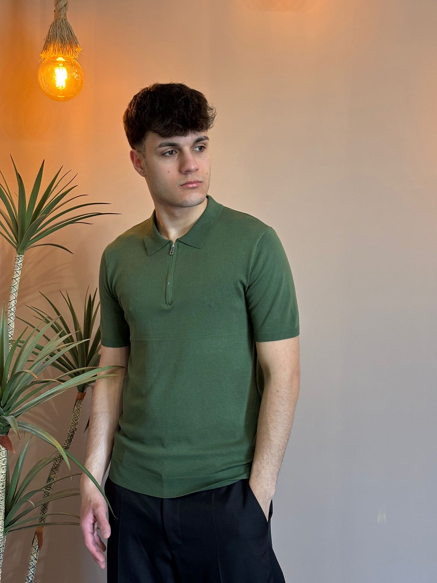 Polo zip filo Verde