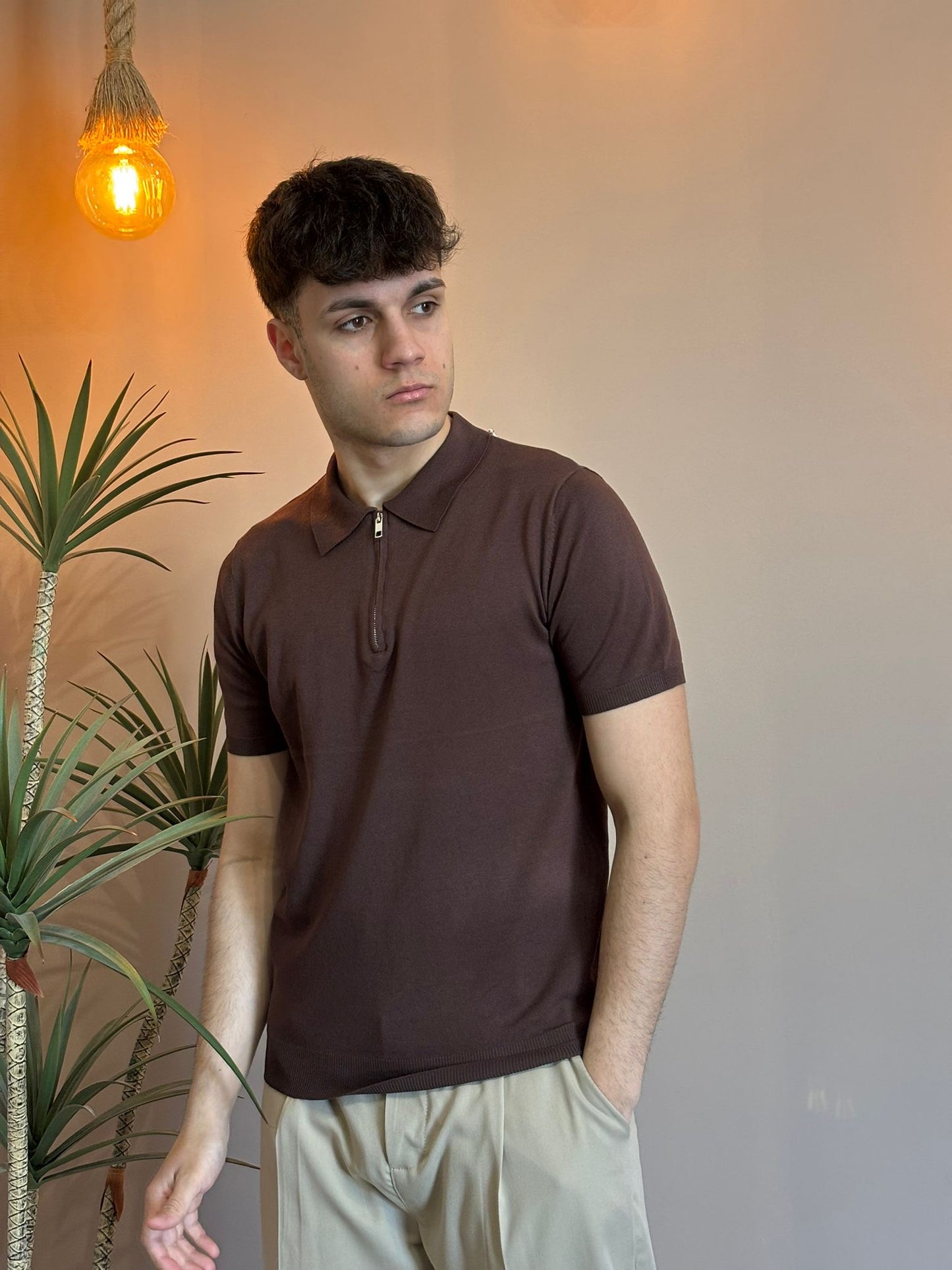 Polo zip filo Moro