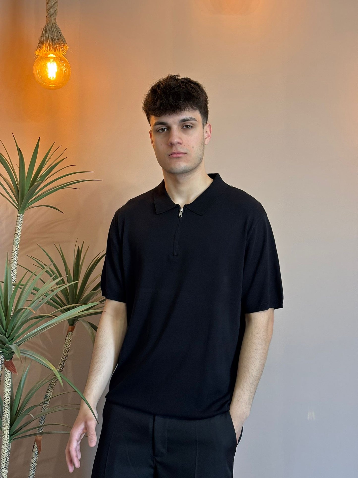 Polo zip filo nera