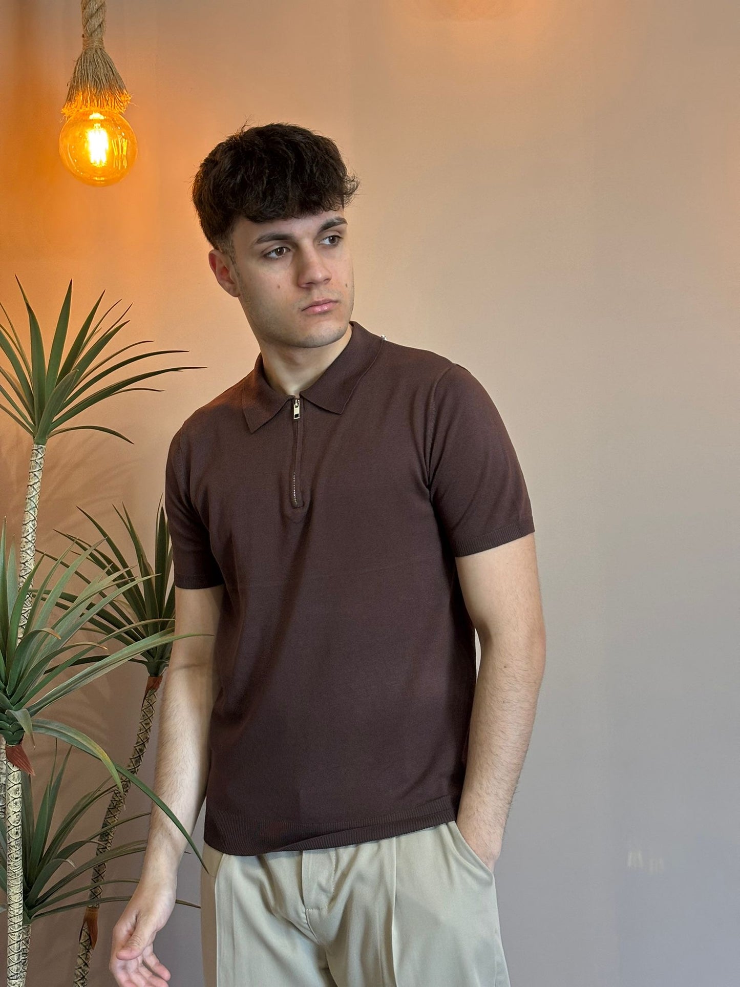 Polo zip filo Moro