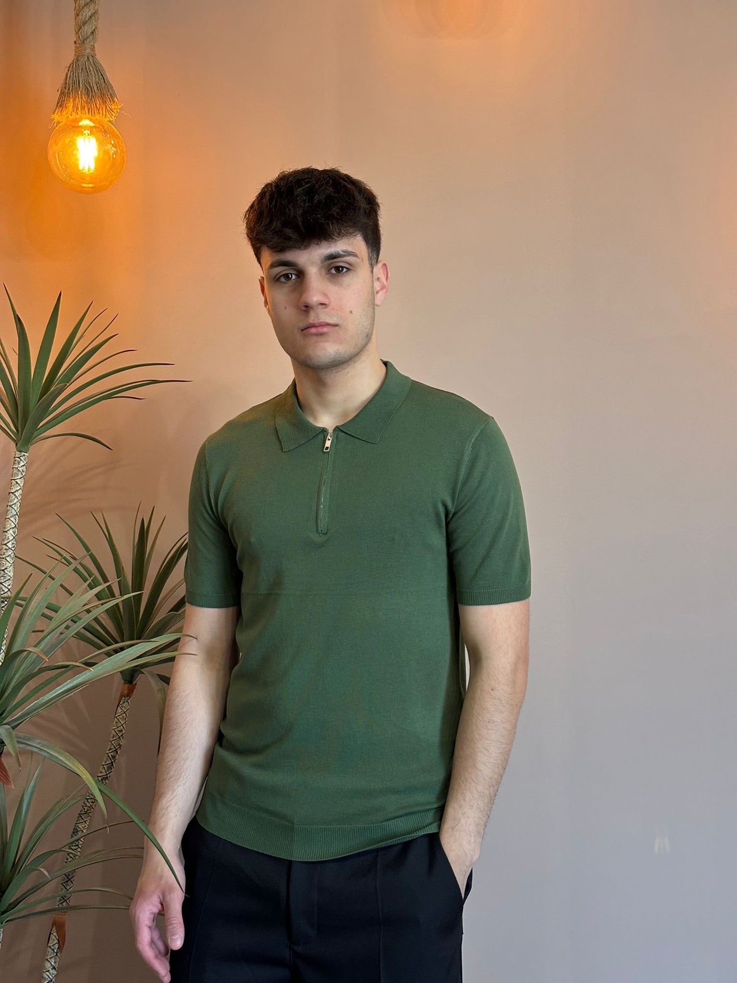 Polo zip filo Verde
