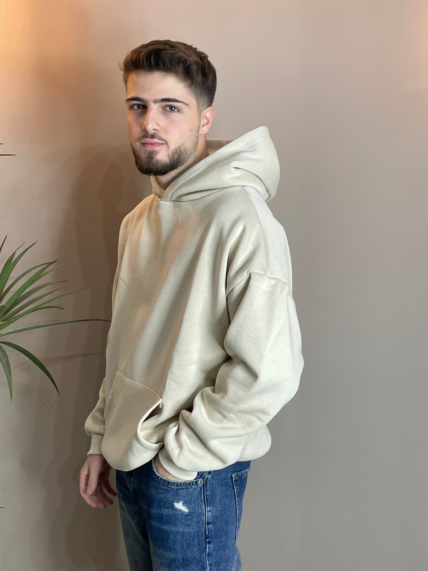 Felpa Boxy beige